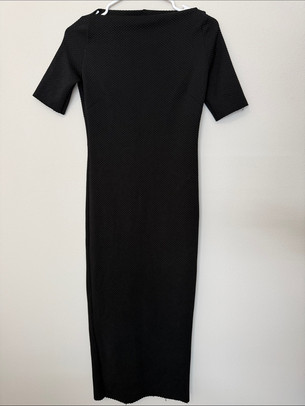 Zara black short-sleeve boat neck midi dress